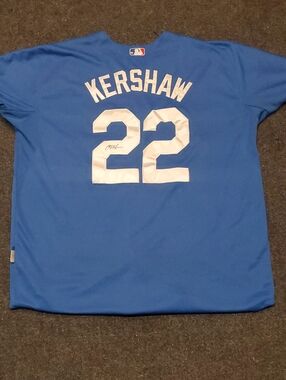 MLB Majestic Los Angeles Dodgers Clayton Kershaw Jersey... W/ Printed Signature⚾